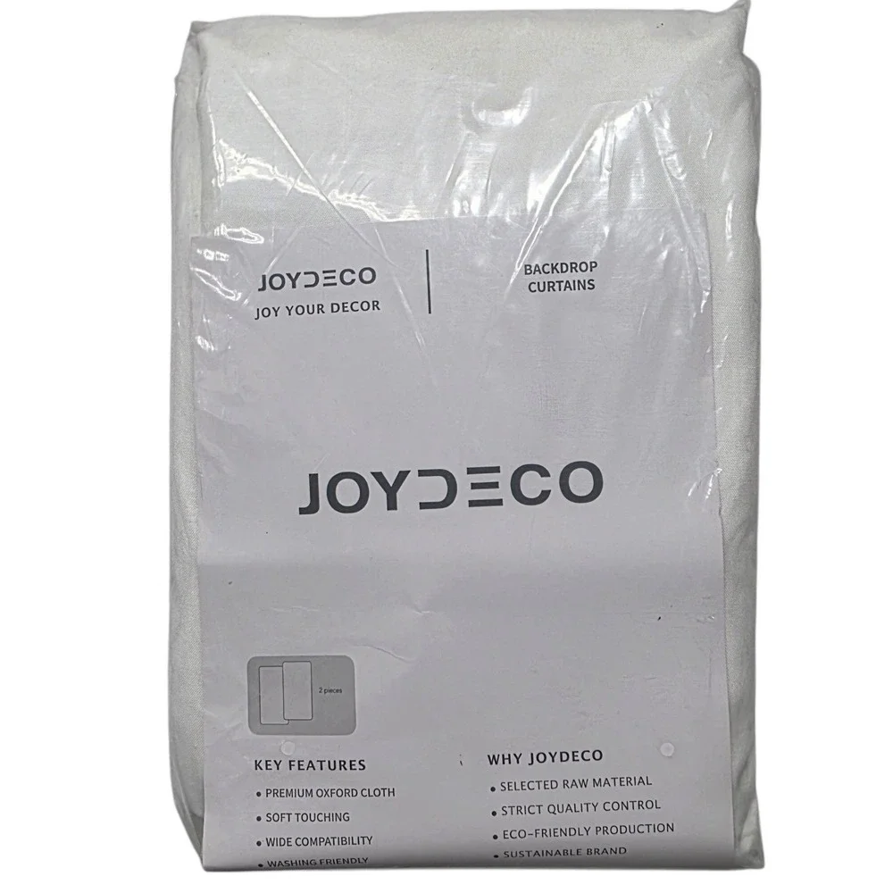 JOYDECO Backdrop Curtains 2 Piece White Oxford Cloth 60x120in JD21016-WH-10ft